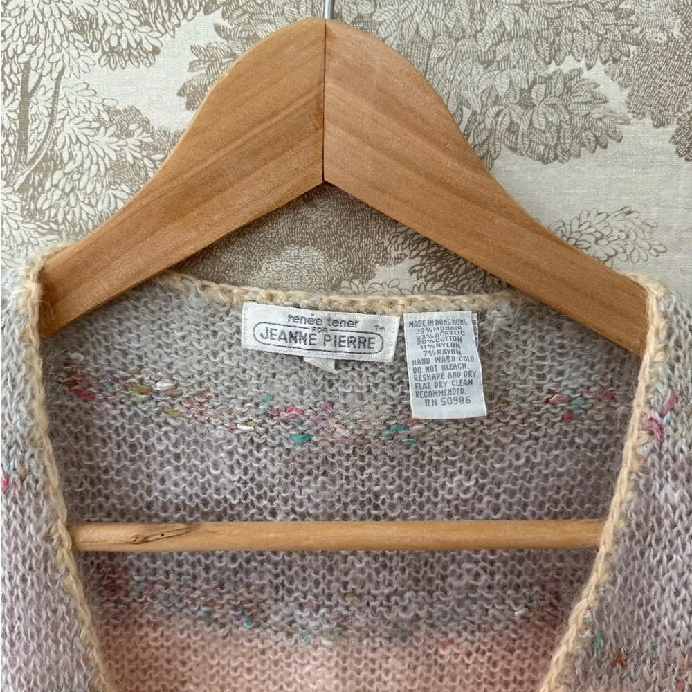 Vintage JEANNE PIERRE Pastel Striped V-Neck Sweater Vest - Picture 2 of 5